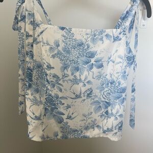 Floral Blue and White Women's Top